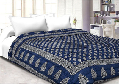 shree karni export Printed Double AC Blanket for  AC Room(Microfiber, Navy Blue)