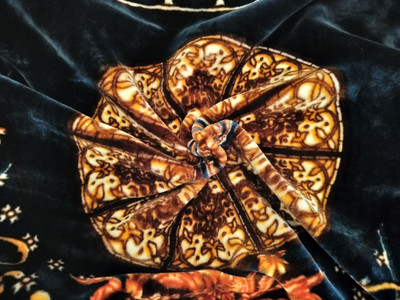 Aorihome Floral Double Mink Blanket for  Heavy Winter(Polyester, Navy Blue)