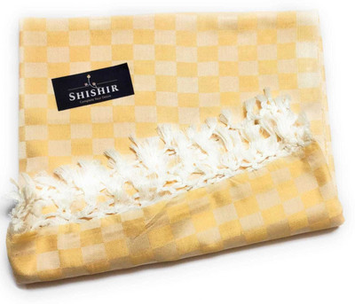 Aakriti Handloom Geometric Queen Top Sheet for  AC Room(Cotton, Lime Yellow)