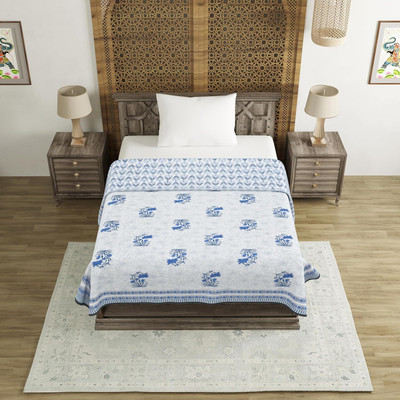 Blocks Of India Printed Single Dohar for  AC Room(Cotton, Blue)