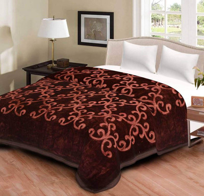 Mahadev Handicrafts Floral Double AC Blanket for  Heavy Winter(Microfiber, Brown)