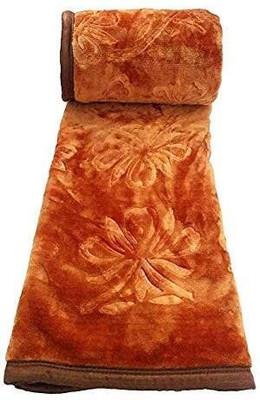 Yati Gallerie Floral Double Mink Blanket for  Mild Winter(Microfiber, GOLDEN)