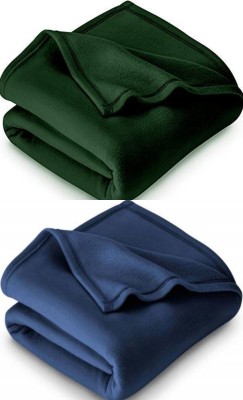 n g products Solid Single Fleece Blanket for  Mild Winter(Polyester, Green, Blue)