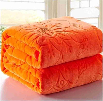 Convalexa Self Design Double Mink Blanket for  Heavy Winter(Microfiber, golden)