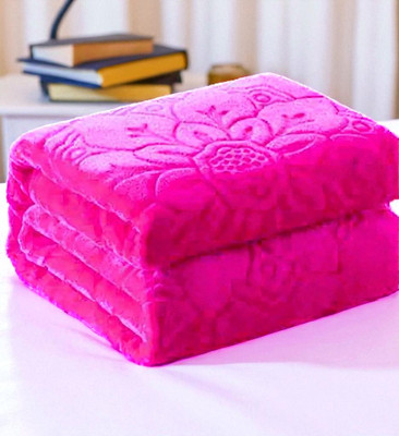 Changers Floral Double Mink Blanket for  Heavy Winter(Polyester, Pink)