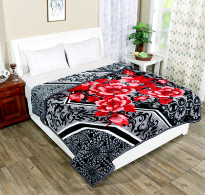 IWS Printed Double Mink Blanket for  Mild Winter(Woollen Blend, Red)