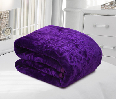 SPANGLE Self Design Double Mink Blanket for  Mild Winter(Microfiber, Purple)