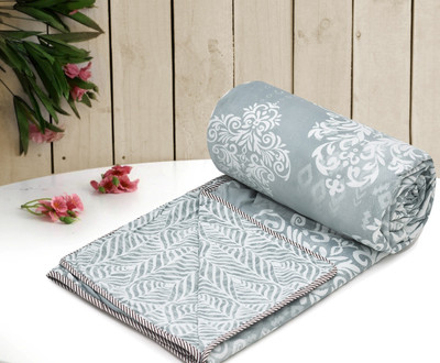 RRC Printed Single Dohar for  AC Room(Microfiber, Grey, White)