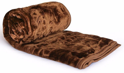 GKM Floral Double Mink Blanket for  Heavy Winter(Polyester, Brown)