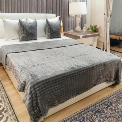 Liora Solid Double Comforter for  Heavy Winter(Cotton, Gray)