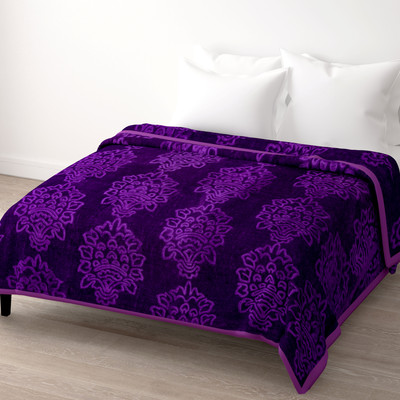 Radhika Creation Floral Double Mink Blanket for  Heavy Winter(Microfiber, Purple)