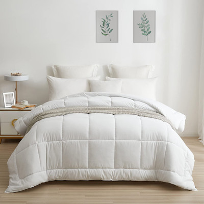 My Trident Solid Queen Comforter for  AC Room(Polyester, White Frost)