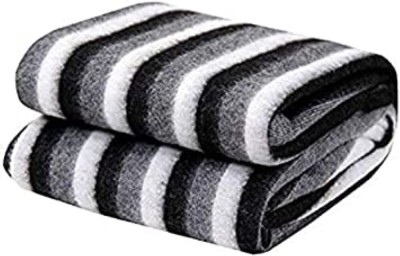 Retreat Striped Single Fleece Blanket for  AC Room(Polyester, Black)