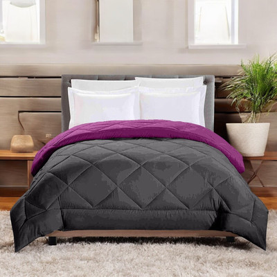 sentiments Solid Single Comforter for  Mild Winter(Microfiber, Black)