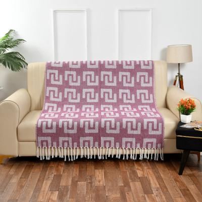 weavers hut Floral Single Throw for  AC Room(Cotton, Purple)