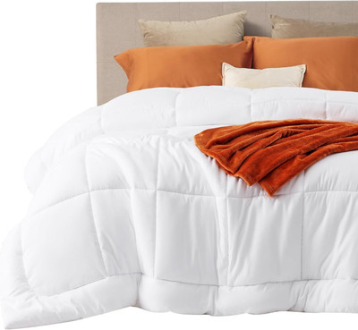 Blue Home Solid Single Comforter for  Heavy Winter(Poly Cotton, White)