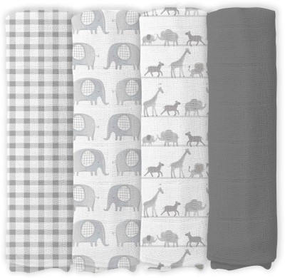 Cotonex Animal Crib Swaddling Baby Blanket for  AC Room(Cotton, Grey)