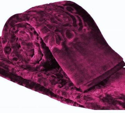 JP SHINE Floral Single Mink Blanket for  Heavy Winter(Fur, Wine)