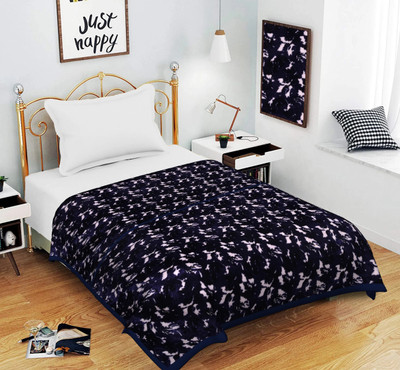 SPANGLE Printed Single AC Blanket for  AC Room(Microfiber, Blue)