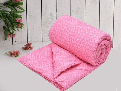 RUSTIC LINEN Self Design Single Comforter for  Mild Winter(Microfiber, Pink)