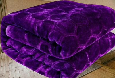 KIXTA Self Design Double Mink Blanket for  Heavy Winter(Microfiber, Purple)