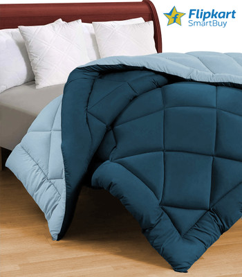 Flipkart SmartBuy Solid King Comforter for  AC Room(Microfiber, SILVER -TEAL)