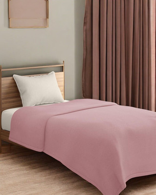 The Home Talk Solid Single Fleece Blanket for  AC Room(Polyester, Pink)