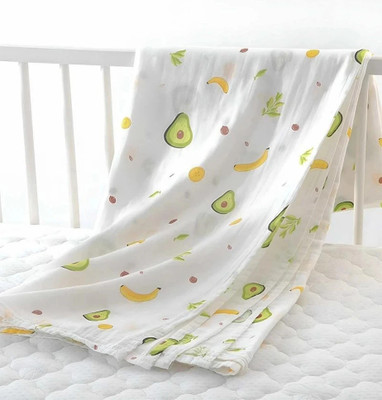 HONOR YOUR HOME Printed Single Swaddling Baby Blanket for  Mild Winter(Muslin, White)