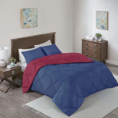 Texlux Solid Single Comforter for  AC Room(Polyester, Navy Blue Maroon)
