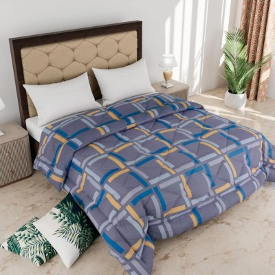Comfowell Printed Single Quilt for  Heavy Winter(Cotton, grey check)