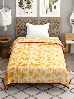 Radhika Creation Printed Single Mink Blanket for  Mild Winter(Microfiber, Peach)