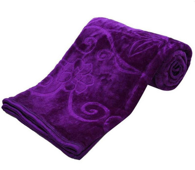 Convalexa Floral Double Mink Blanket for  Heavy Winter(Fur, Purple)
