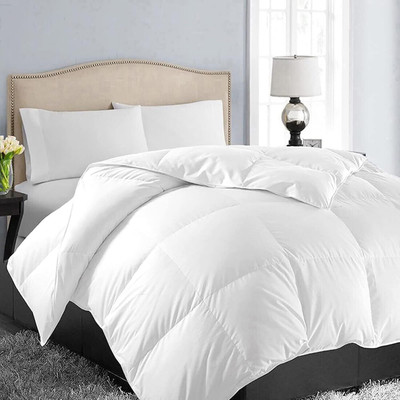 Blue Home Solid Double Comforter for  Mild Winter(Poly Cotton, White)