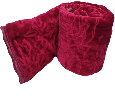 KIXTA Self Design Double Mink Blanket for  Heavy Winter(Microfiber, Maroon)
