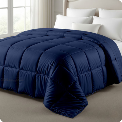 MeckHome Culture Solid Single Comforter for  Mild Winter(Silk, Navy)