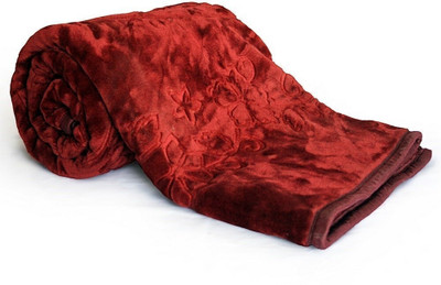 Shivam impex Self Design Double Woollen Blanket for  Heavy Winter(Microfiber, Red)
