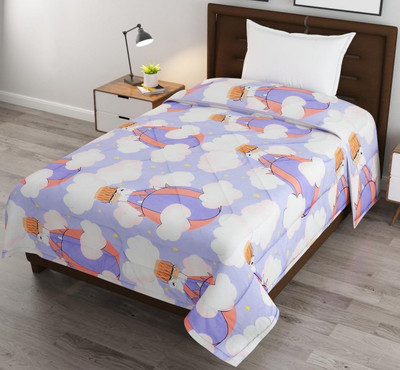 kitchDeco Printed Single Comforter for  AC Room(Microfiber, cloud balloon)