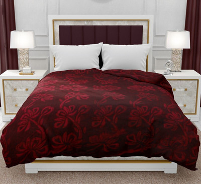 SPANGLE Solid Double AC Blanket for  AC Room(Microfiber, Maroon)