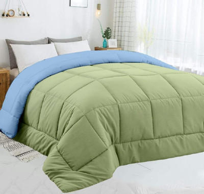 Bhumi Impex Solid Single Comforter for  Mild Winter(Microfiber, Light Blue and Sage)
