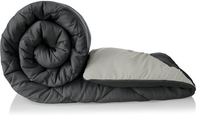 Comfowell Solid Single Quilt for  Heavy Winter(Poly Cotton, Black & Grey)