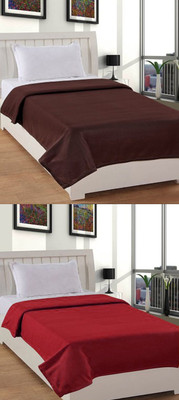 Goyal's Solid Single AC Blanket for  AC Room(Polyester, Brown & Red)