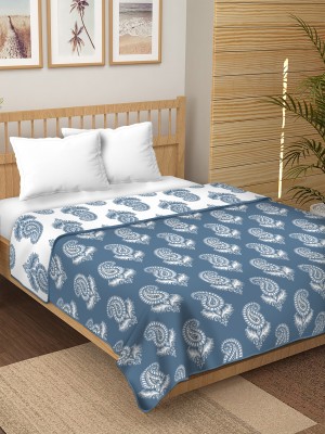 curious lifestyle Printed, Floral, Solid Double Dohar for  AC Room(Cotton, Blue)