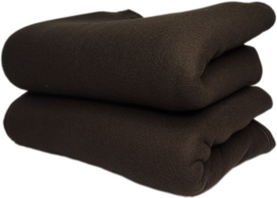 HOMIEE Solid Double Fleece Blanket for  Mild Winter(Polyester, Brown)