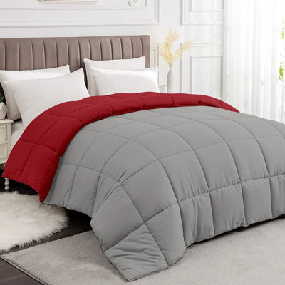 Razzai Solid Double Comforter for  Heavy Winter(Microfiber, Burgundy, Silver)