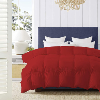 KWALITY DREAMS Solid Double Comforter for  AC Room(Poly Cotton, White and Red)