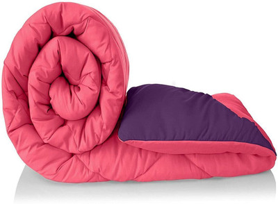 Convalexa Solid Single Mink Blanket for  Heavy Winter(Microfiber, Pink & Purple)