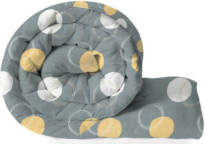 VAS COLLECTIONS Printed Single Comforter for  Heavy Winter(Microfiber, Grey & Yellow)
