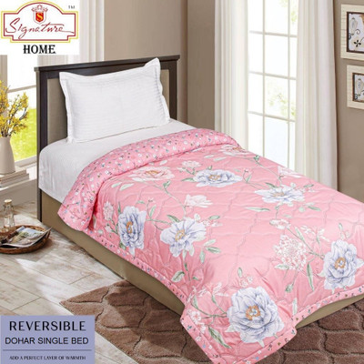 Signature Floral Single Dohar for  Mild Winter(Cotton, Multicolor)