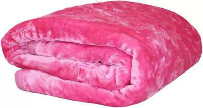 MFI Self Design Single Mink Blanket for  Heavy Winter(Woollen Blend, Pink)
