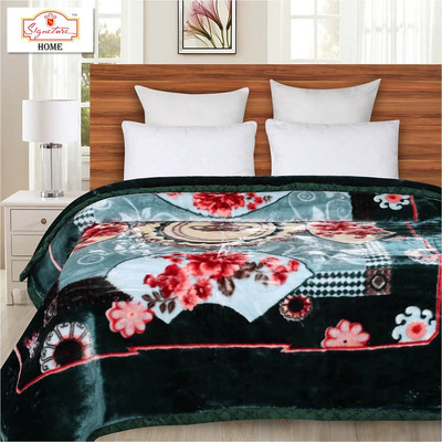 Signature Floral Double Mink Blanket for  Heavy Winter(Fur, Multicolor)